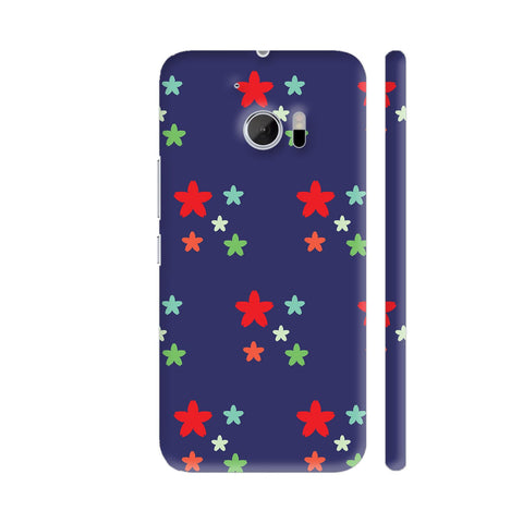 Abstract Geometric Flower Shapes On Blue HTC 10 / 10 Lifestyle Cover| Artist: Designer Chennai