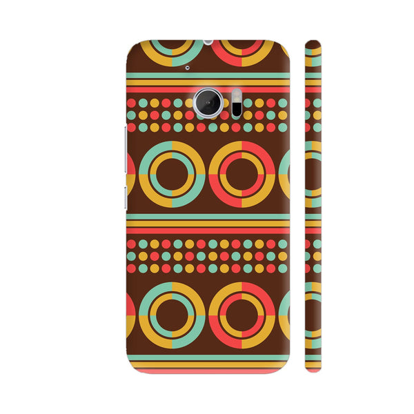 African Geometric Retro Pattern On Brown HTC 10 / 10 Lifestyle Cover| Artist: Designer Chennai