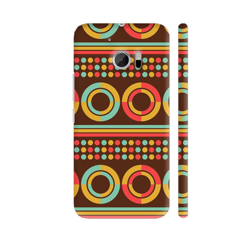 African Geometric Retro Pattern On Brown HTC 10 / 10 Lifestyle Cover| Artist: Designer Chennai