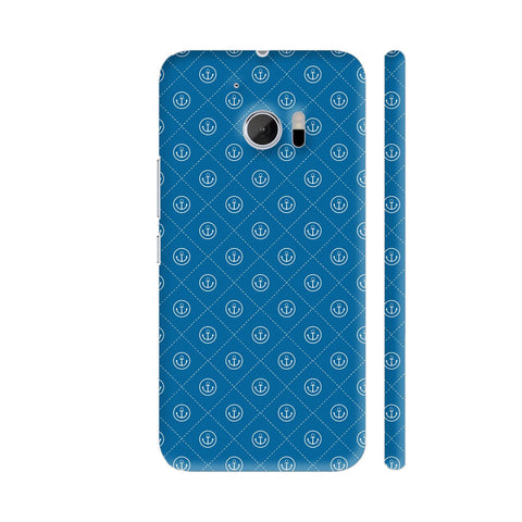 Anchor Seamless Pattern On Blue HTC 10 / 10 Lifestyle Cover| Artist: Designer Chennai