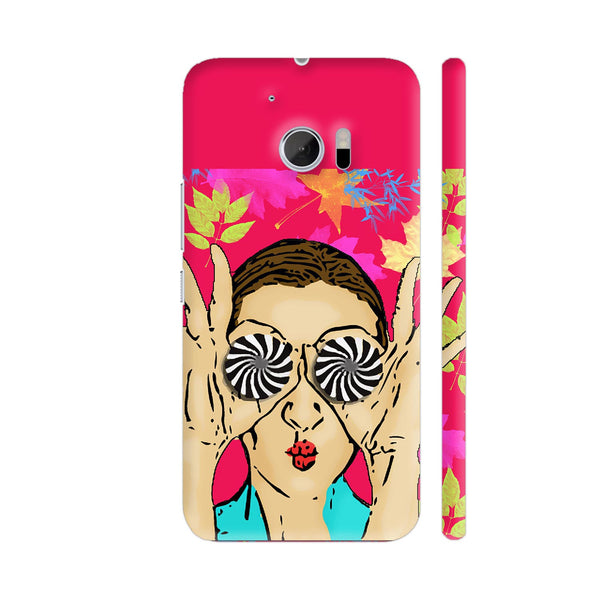 Beautiful Girl On Multicolor Flower Pattern HTC 10 / 10 Lifestyle Cover| Artist: Sangeetha
