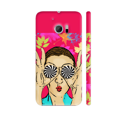 Beautiful Girl On Multicolor Flower Pattern HTC 10 / 10 Lifestyle Cover| Artist: Sangeetha