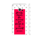 Beauty Quote By Coco Chanel On Red HTC 10 / 10 Lifestyle Cover| Artist: Dolly P