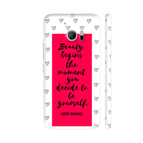 Beauty Quote By Coco Chanel On Red HTC 10 / 10 Lifestyle Cover| Artist: Dolly P