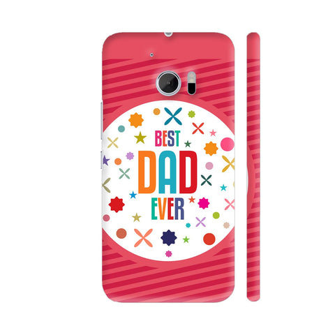 Best Dad Ever On Red Retro Stripes HTC 10 / 10 Lifestyle Cover| Artist: Designer Chennai