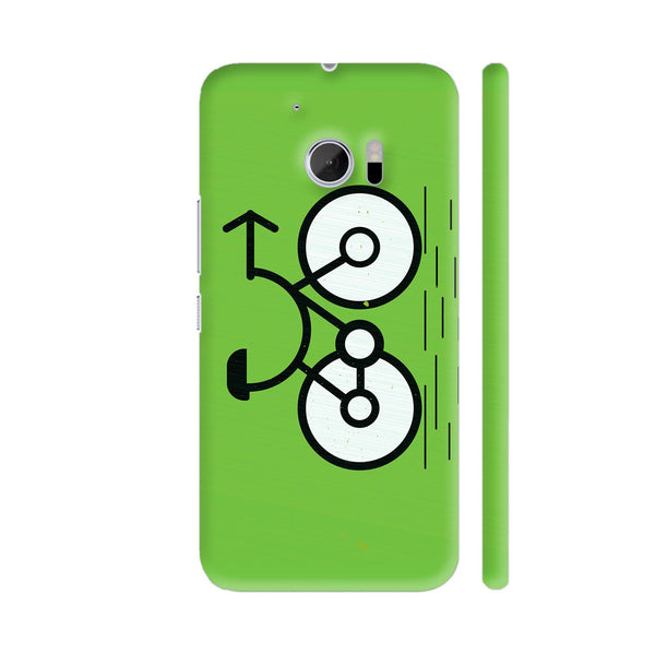 Bicycle Illustrations On Green HTC 10 / 10 Lifestyle Cover| Artist: Designer Chennai