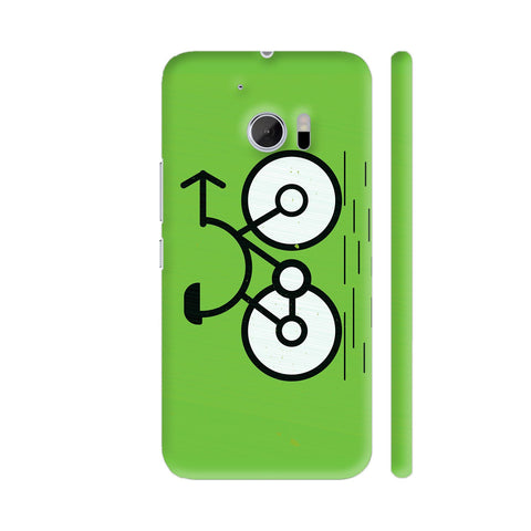Bicycle Illustrations On Green HTC 10 / 10 Lifestyle Cover| Artist: Designer Chennai