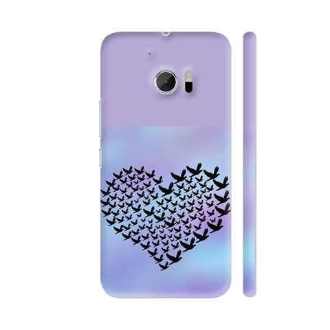 Birds Flying Heart Shape On Purple HTC 10 / 10 Lifestyle Cover| Artist: Avani