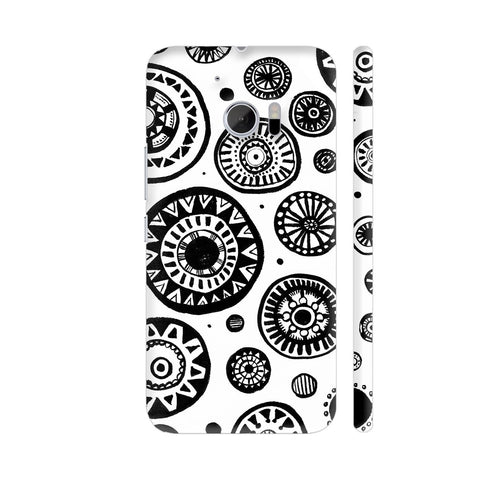 Black And White Earthen Circles HTC 10 / 10 Lifestyle Cover| Artist: Pritpal Singh