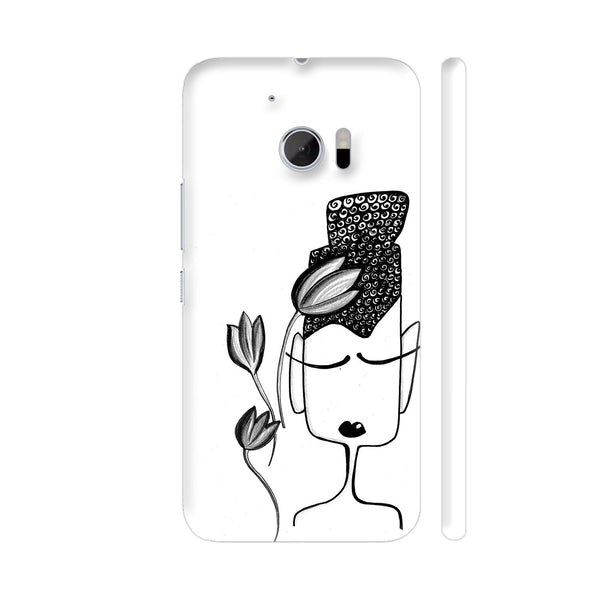 Black And White Modern Buddha HTC 10 / 10 Lifestyle Cover| Artist: Woodle Doodle
