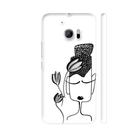 Black And White Modern Buddha HTC 10 / 10 Lifestyle Cover| Artist: Woodle Doodle