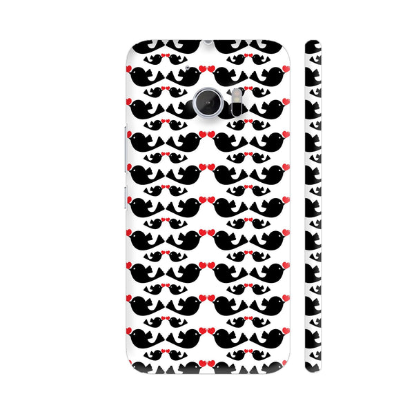 Black Bird With Red Heart Pattern HTC 10 / 10 Lifestyle Cover| Artist: Designer Chennai