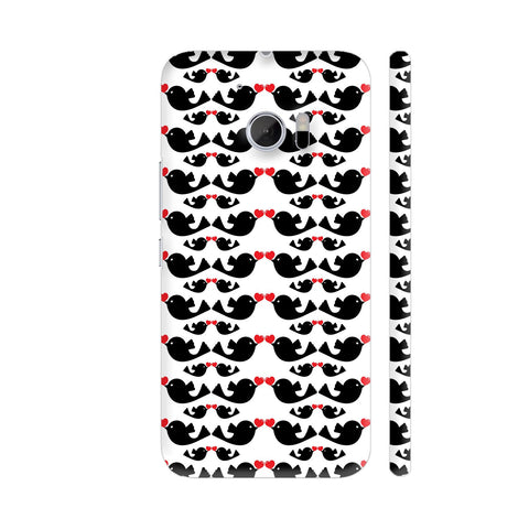 Black Bird With Red Heart Pattern HTC 10 / 10 Lifestyle Cover| Artist: Designer Chennai