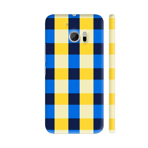 Blue And Yellow Small Square Tile Pattern HTC 10 / 10 Lifestyle Cover| Artist: Designer Chennai