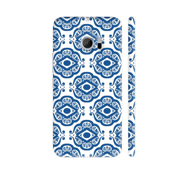 Blue White Ornate Shapes Pattern HTC 10 / 10 Lifestyle Cover| Artist: Looly Elzayat