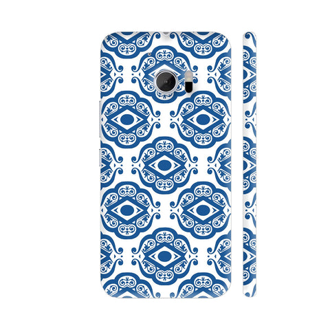 Blue White Ornate Shapes Pattern HTC 10 / 10 Lifestyle Cover| Artist: Looly Elzayat