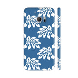 Blue White Tropical Leaf Pattern HTC 10 / 10 Lifestyle Cover| Artist: Looly Elzayat