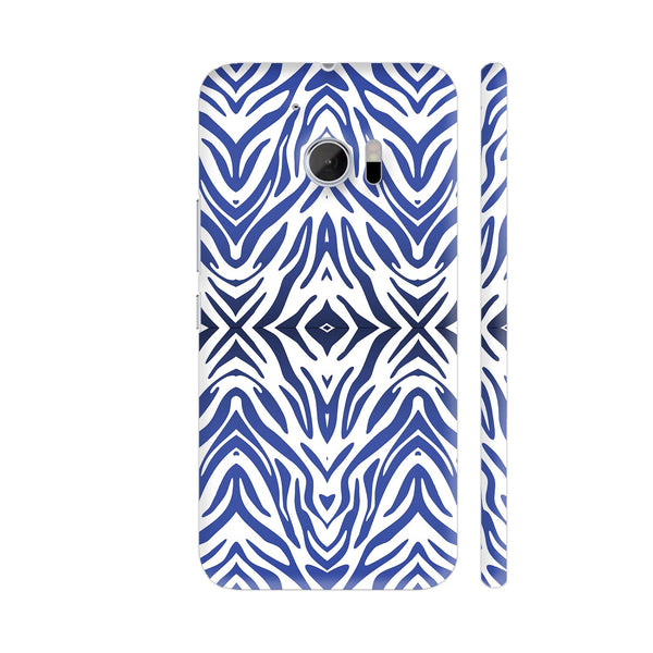 Blue Zebra Print Pattern HTC 10 / 10 Lifestyle Cover| Artist: Looly Elzayat