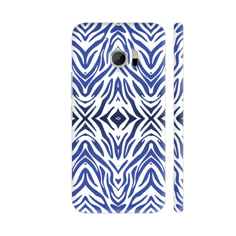 Blue Zebra Print Pattern HTC 10 / 10 Lifestyle Cover| Artist: Looly Elzayat