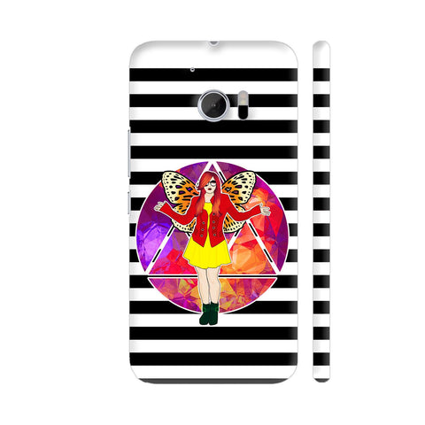 Born To Be Free On Black And White Stripes HTC 10 / 10 Lifestyle Cover| Artist: Sangeetha