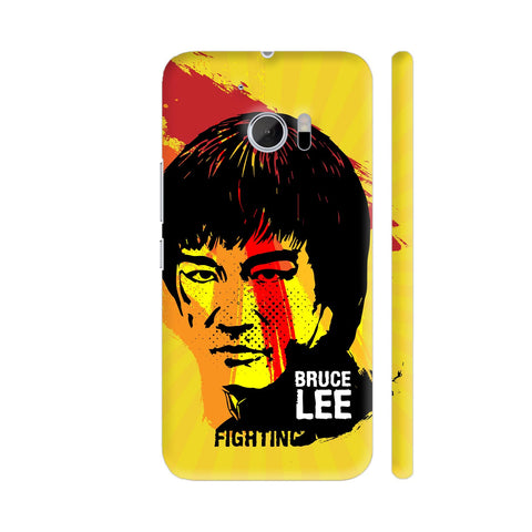 Bruce Lee Painting On Yellow HTC 10 / 10 Lifestyle Cover| Artist: Designer Chennai