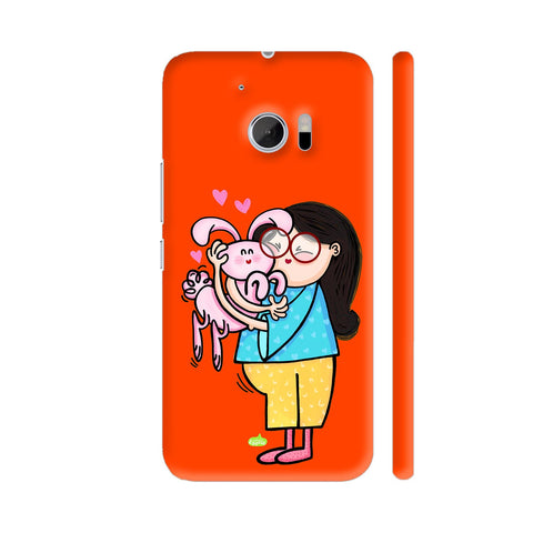 Bunny Love On Red HTC 10 / 10 Lifestyle Cover| Artist: Woodle Doodle