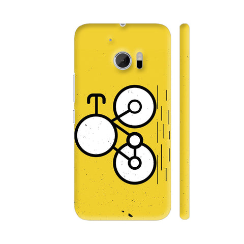 Cartoon Bicycle On Yellow Texture HTC 10 / 10 Lifestyle Cover| Artist: Designer Chennai