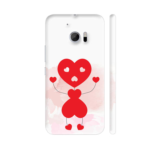Cartoon Heart Character On Red HTC 10 / 10 Lifestyle Cover| Artist: Designer Chennai