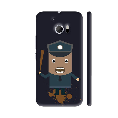Cartoon Policeman On Black HTC 10 / 10 Lifestyle Cover| Artist: Designer Chennai