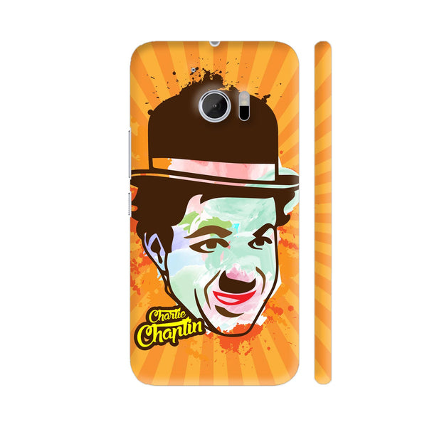 Charlie Chaplin Painting On Orange HTC 10 / 10 Lifestyle Cover| Artist: Designer Chennai