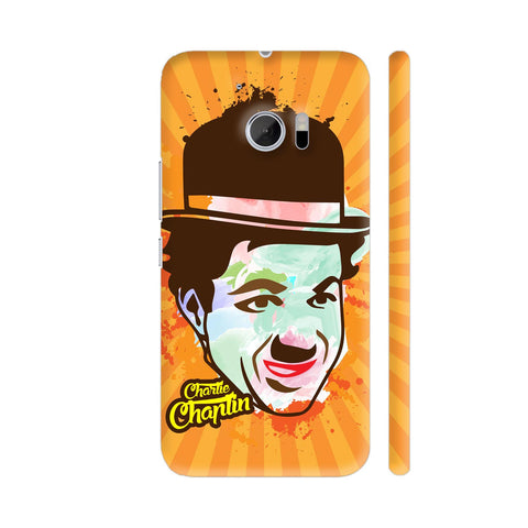 Charlie Chaplin Painting On Orange HTC 10 / 10 Lifestyle Cover| Artist: Designer Chennai