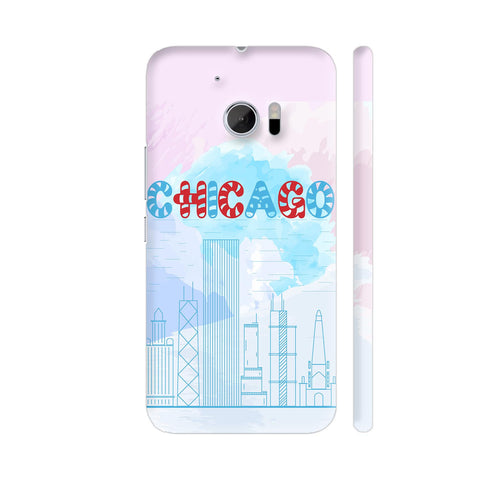 Chicago Line Art On Watercolors HTC 10 / 10 Lifestyle Cover| Artist: Designer Chennai