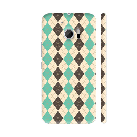 Chocolate And Mint Rhombus Pattern HTC 10 / 10 Lifestyle Cover| Artist: Adeela Abdul Razak
