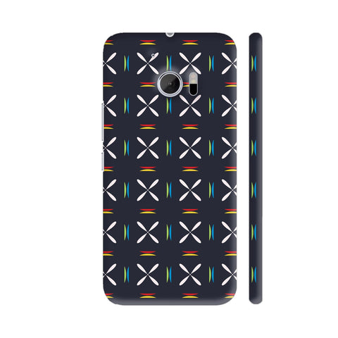 Colorful Geometric Floral Pattern On Black HTC 10 / 10 Lifestyle Cover| Artist: Designer Chennai