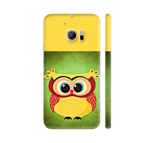 Colorful Yellow Owl Bird On Green HTC 10 / 10 Lifestyle Cover| Artist: WonderfulDreamPicture