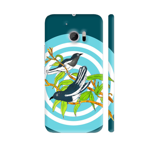 Cute Birds On Blue Circles HTC 10 / 10 Lifestyle Cover| Artist: Sangeetha