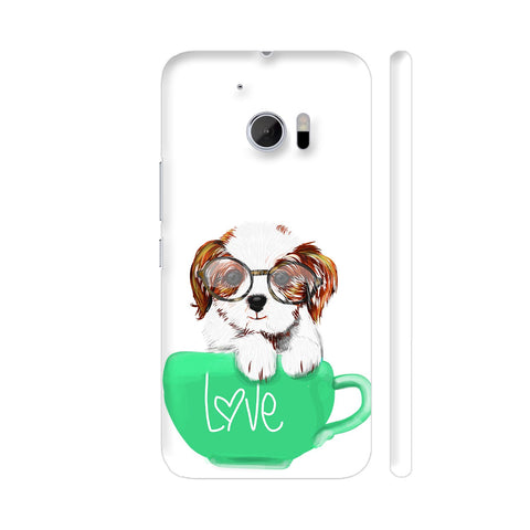 Cute Dog In Green Love Mug HTC 10 / 10 Lifestyle Cover| Artist: Abhijeet Sinha