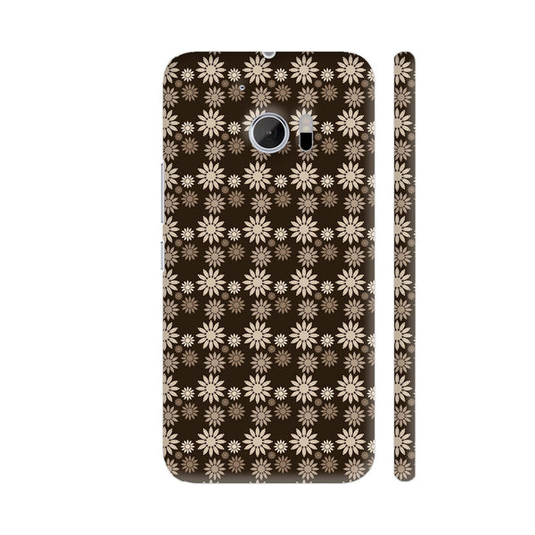 Dark Brown Flowers Repeating Pattern HTC 10 / 10 Lifestyle Cover| Artist: Designer Chennai