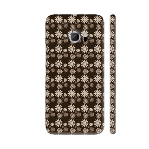Dark Brown Flowers Repeating Pattern HTC 10 / 10 Lifestyle Cover| Artist: Designer Chennai
