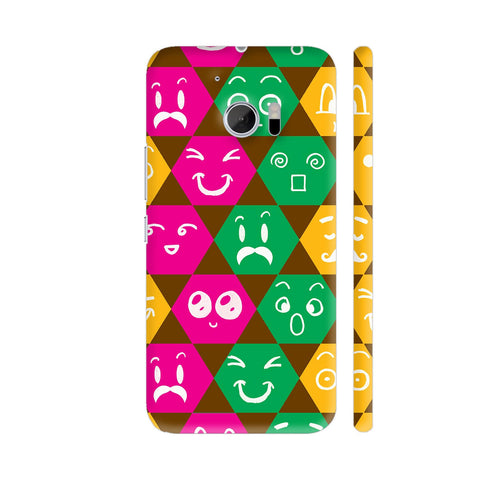 Different Emoticons In Multicolored Hexagons HTC 10 / 10 Lifestyle Cover| Artist: Sangeetha