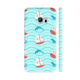 Dolphins Boats Pattern HTC 10 / 10 Lifestyle Cover| Artist: Abhinav
