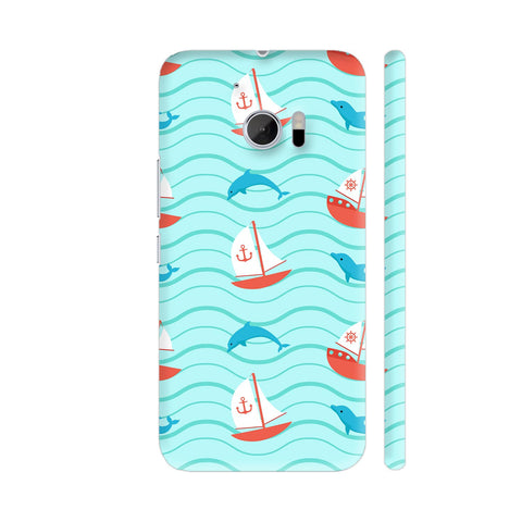 Dolphins Boats Pattern HTC 10 / 10 Lifestyle Cover| Artist: Abhinav