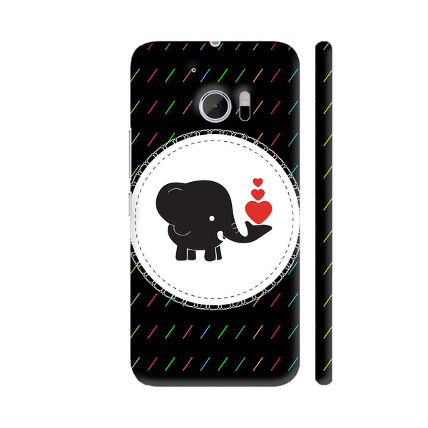 Elephant With Red Heart On Black HTC 10 / 10 Lifestyle Cover| Artist: Designer Chennai