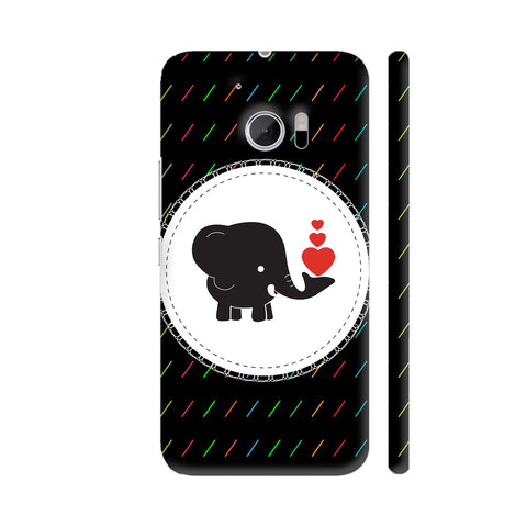 Elephant With Red Heart On Black HTC 10 / 10 Lifestyle Cover| Artist: Designer Chennai