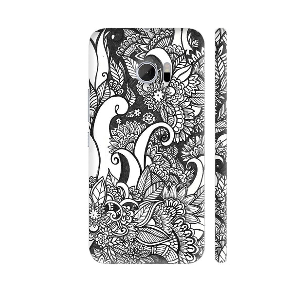 Floral Chaos In Black And White HTC 10 / 10 Lifestyle Cover| Artist: Swathi Kirthyvasan