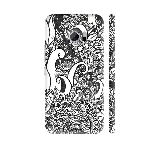 Floral Chaos In Black And White HTC 10 / 10 Lifestyle Cover| Artist: Swathi Kirthyvasan