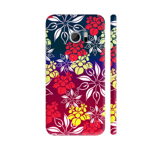 Floral Design On Red Blue HTC 10 / 10 Lifestyle Cover| Artist: Sangeetha