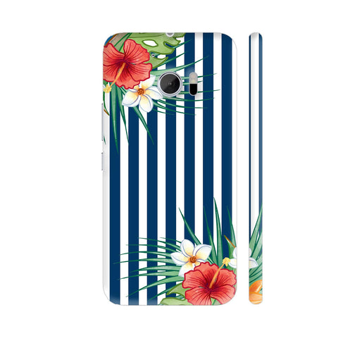 Flower Love On Vertical Stripes HTC 10 / 10 Lifestyle Cover| Artist: Neeja Shah