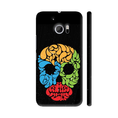 Flower Skull Design On Black HTC 10 / 10 Lifestyle Cover| Artist: Designer Chennai