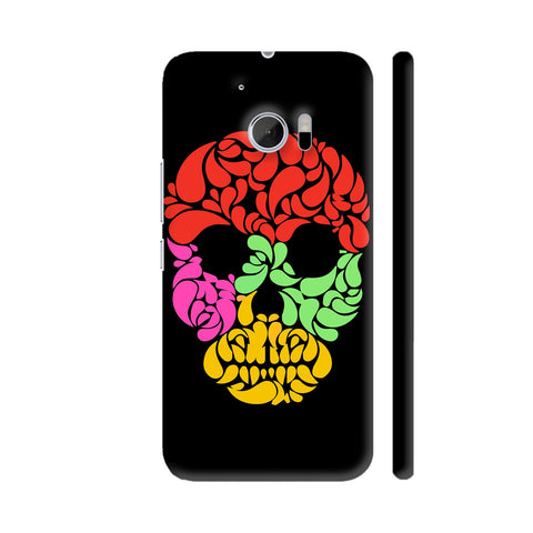 Flower Skull On Black HTC 10 / 10 Lifestyle Cover| Artist: Designer Chennai